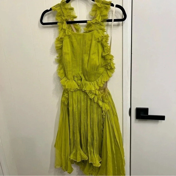 Maria Lucia Hohan Kania lime silk mini dress size FR 40 - Picture 2 of 12